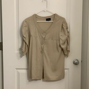 Brittany Black beige puff sleeve cardigan - 2x